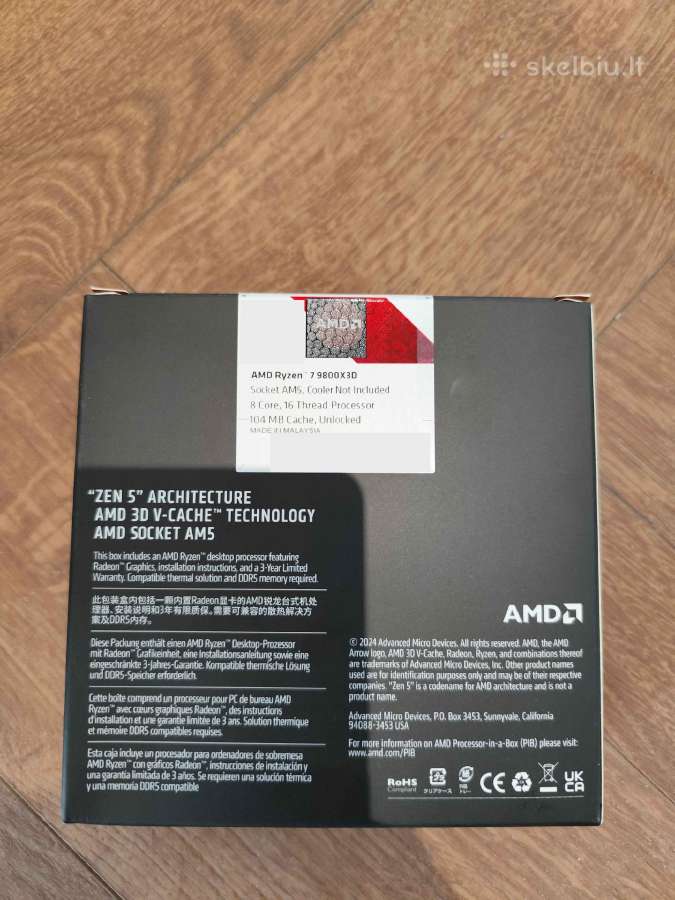 Amd Ryzen 7 9800x3d Box, Am5, 8 branduoliai - nuotraukos Nr. 2