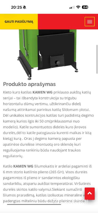 Kieto kuro katilas Kamen wg standart 8kw - nuotraukos Nr. 5