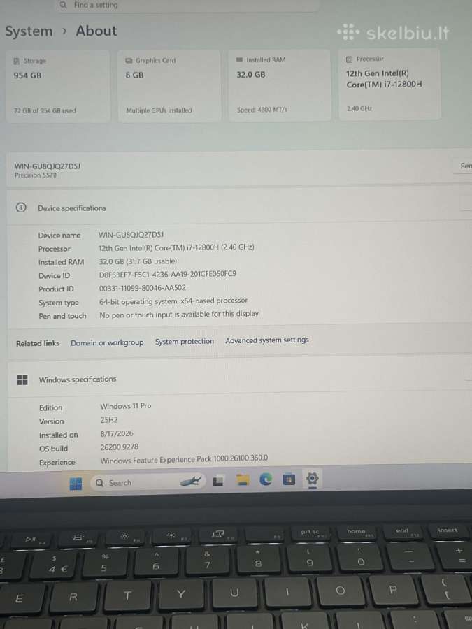 Dell Precision 5570 i7 Rtx - nuotraukos Nr. 14