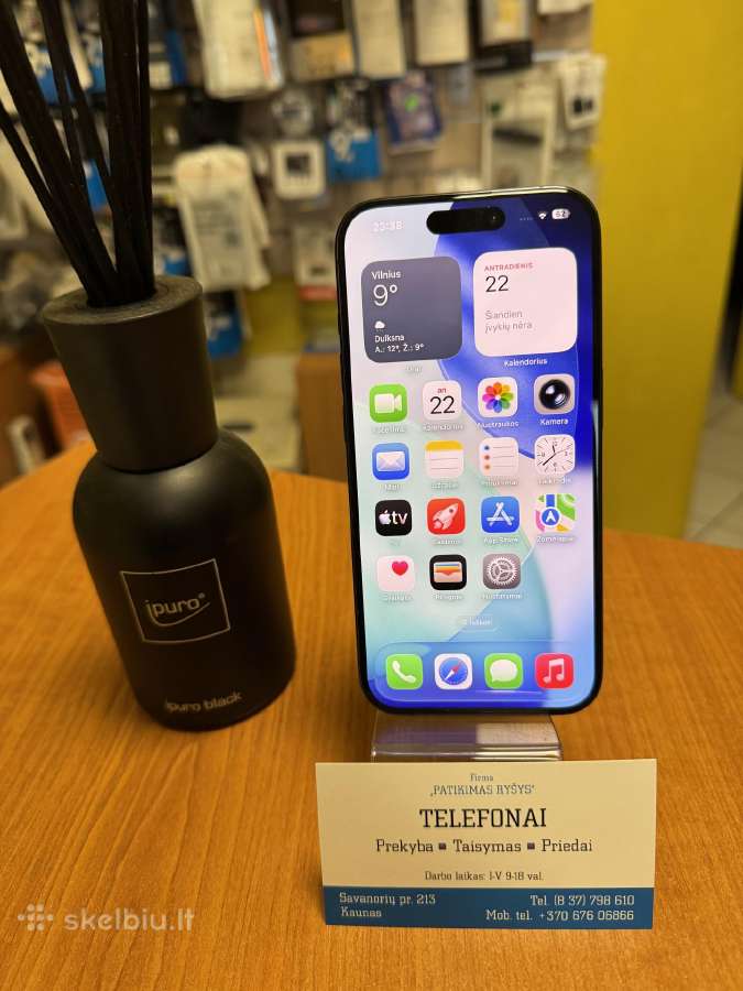 iPhone 15pro 128gb Blue Titan Su Garantija - nuotraukos Nr. 2