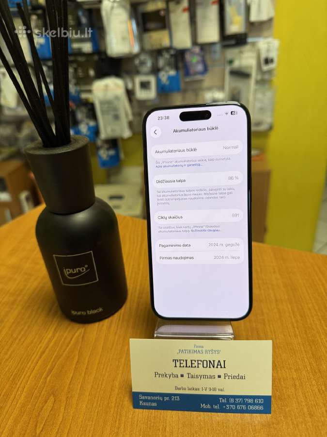 iPhone 15pro 128gb Blue Titan Su Garantija - nuotraukos Nr. 4