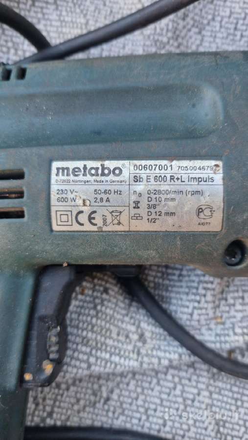Metabo SB 600 gręžtuvas - nuotraukos Nr. 4