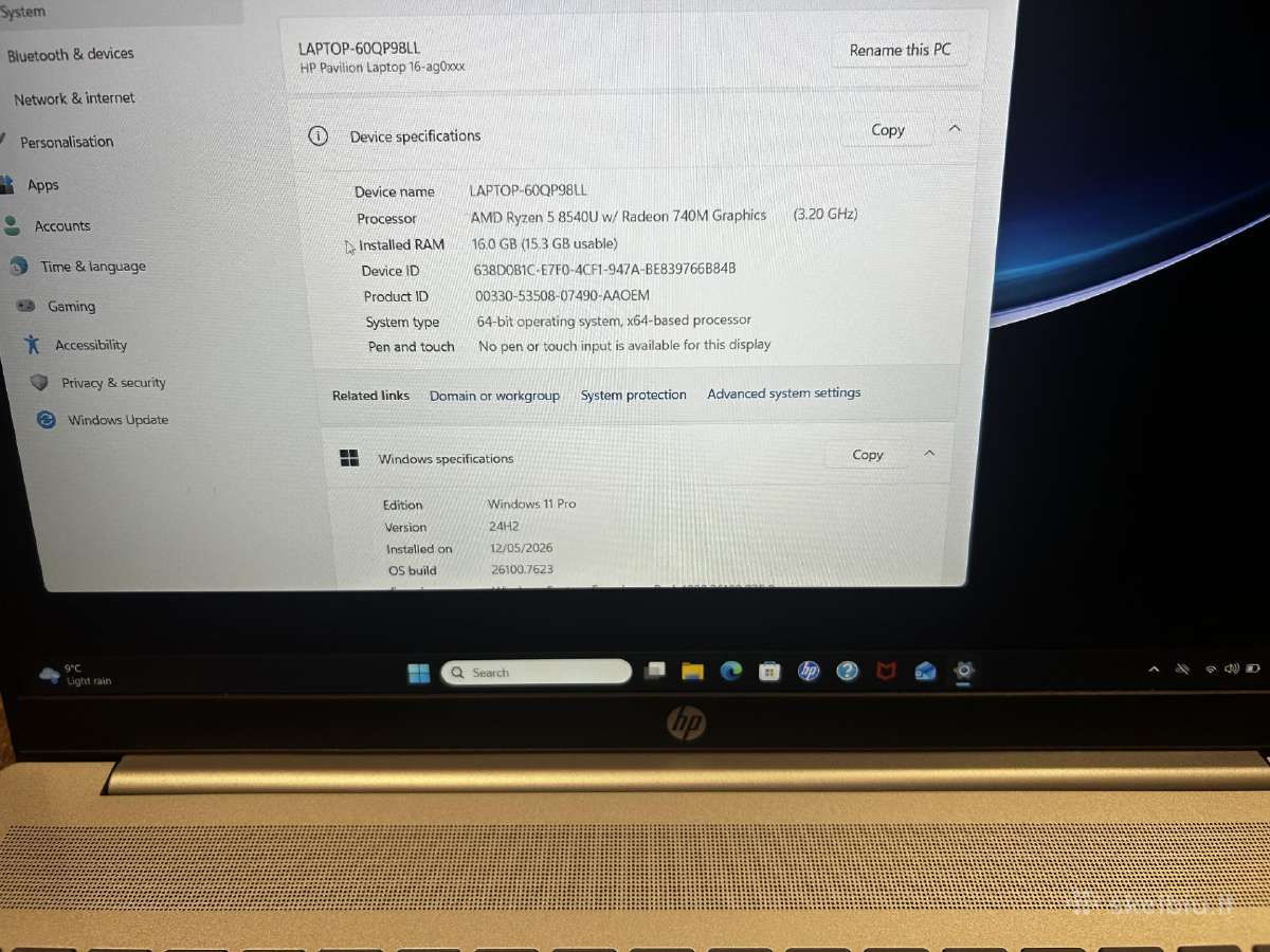 Hp Pavilion 16-ag0xxx Amd Ryzen 5, 512gb SSD - nuotraukos Nr. 2