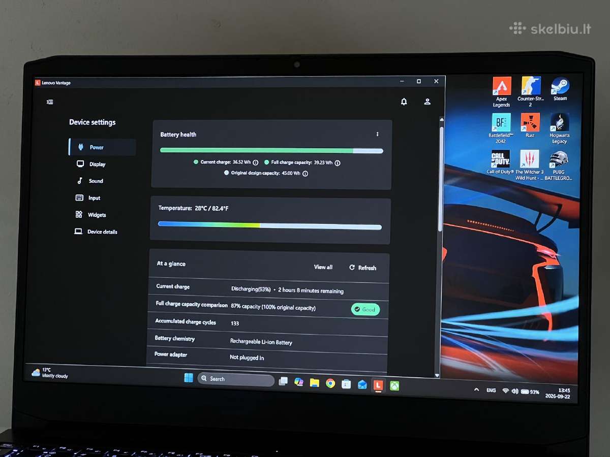 Parduodamas Ideapad su Rtx 3050, Ryzen 5, 120hz. - nuotraukos Nr. 10
