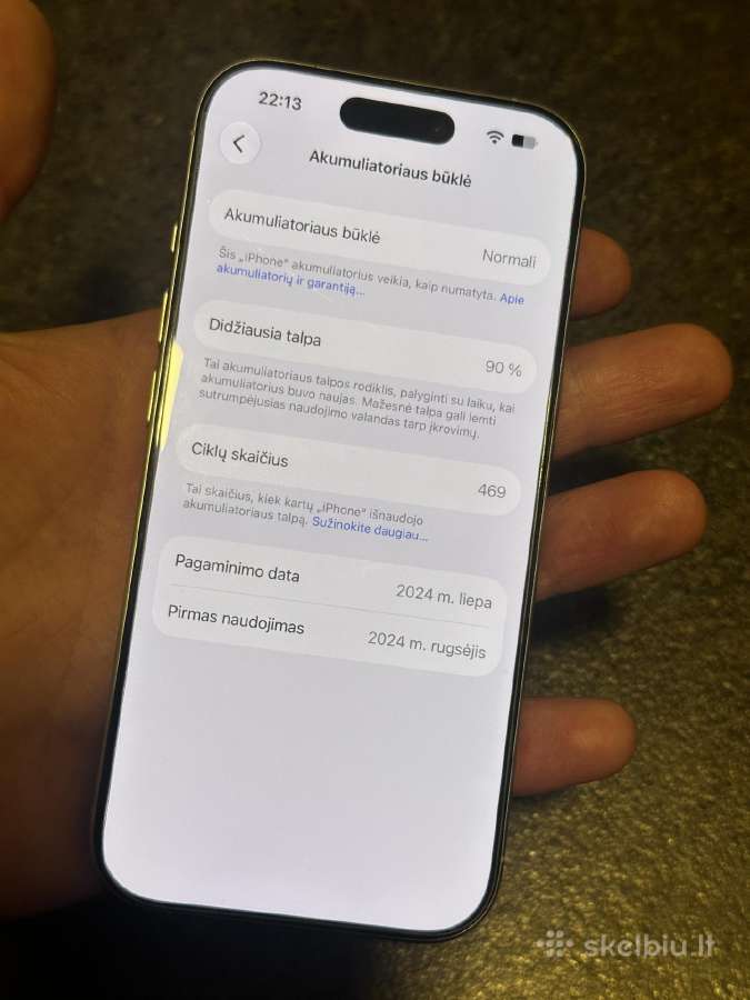 iPhone 16 Pro 128gb baterija 90 proc - nuotraukos Nr. 3