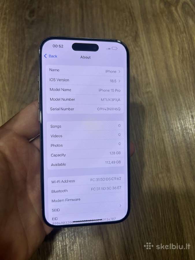 iPhone 15 pro 128gb tvarkingas - nuotraukos Nr. 3