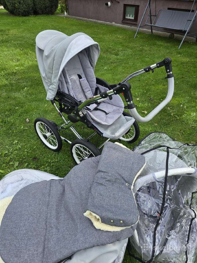 Vintažinis nauju di vežimėli 3in1 dideliais ratais - nuotraukos Nr. 7