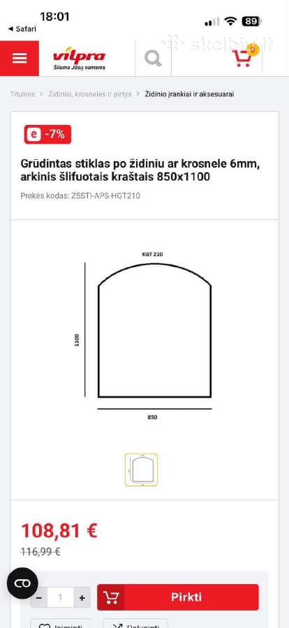 Krosnelės grūdintas stiklas, naujas - nuotraukos Nr. 2
