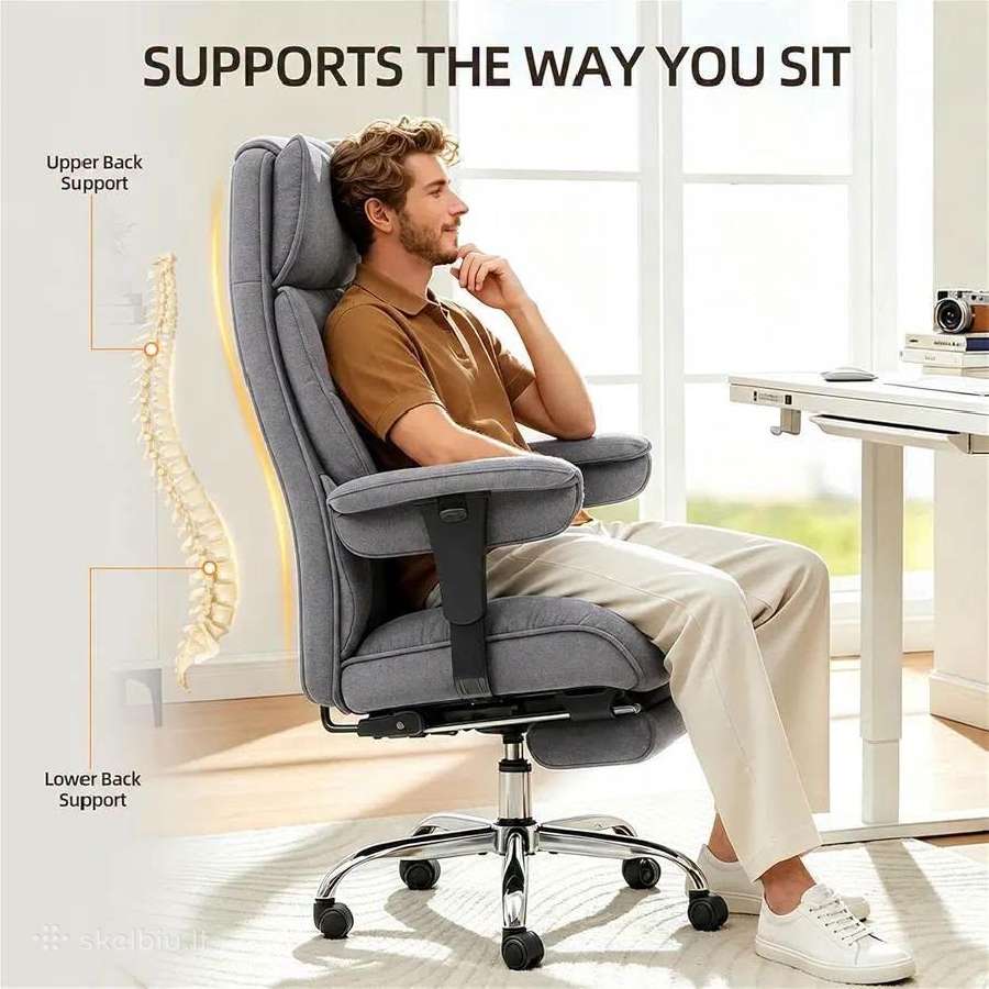 Ergonominė biuro kėdė su kojų atrama - nuotraukos Nr. 4