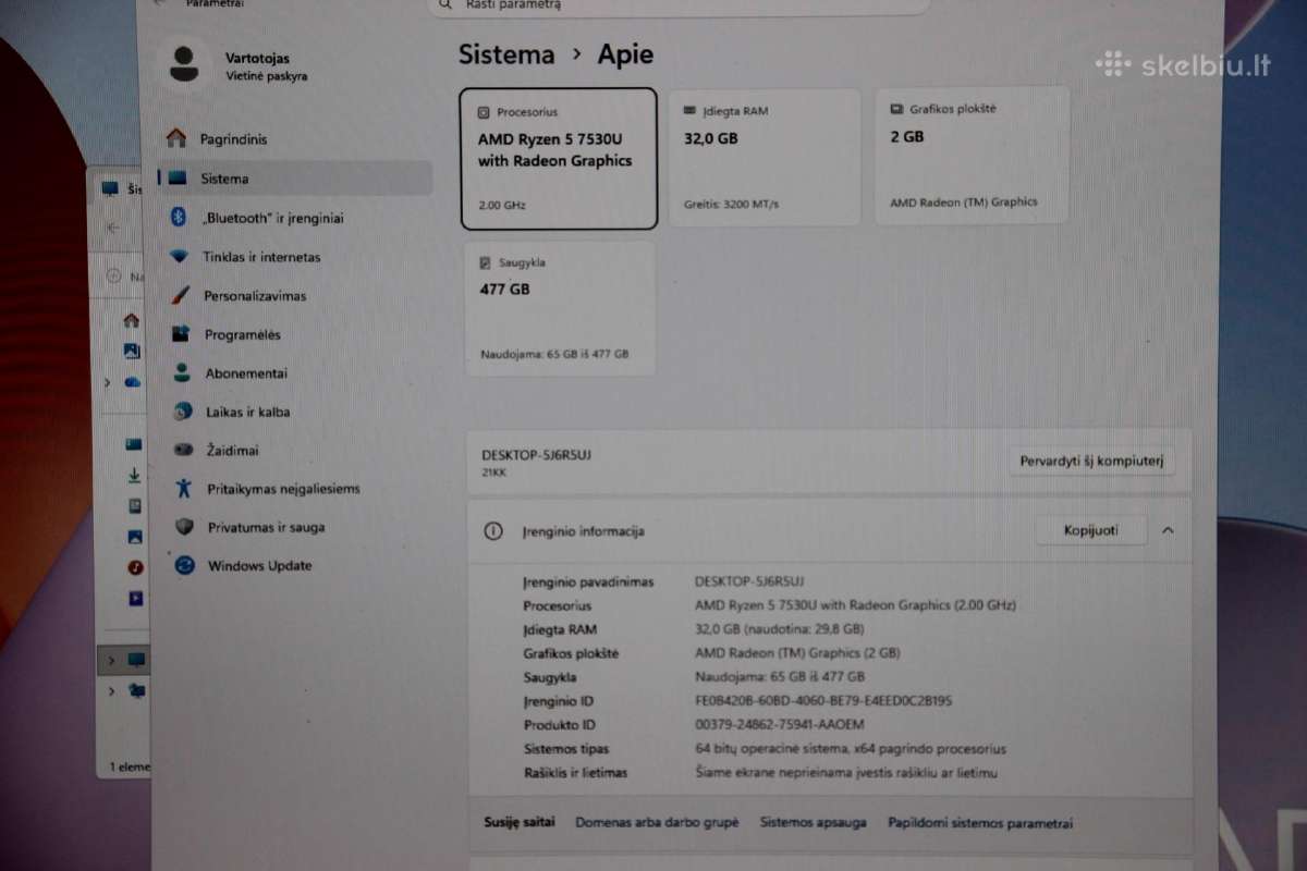 Lenovo Thinkbook 16 G6 R5 7530u 32gb 512ssd - nuotraukos Nr. 11