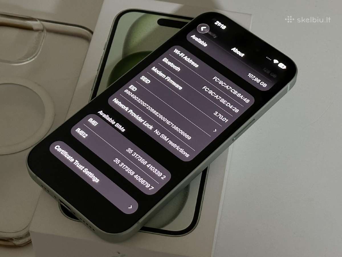 Parduodu iPhone 15 Green 128gb - nuotraukos Nr. 4