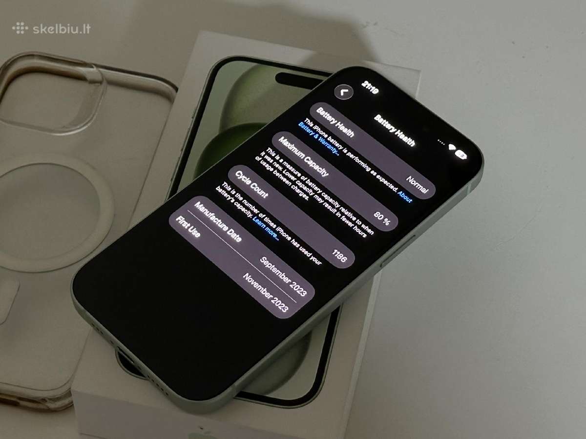 Parduodu iPhone 15 Green 128gb - nuotraukos Nr. 5