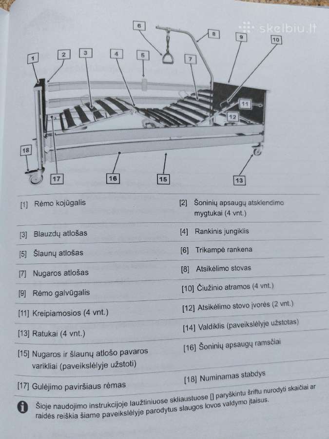 Elektrinė daugiafunkcinė slaugos lova - nuotraukos Nr. 9