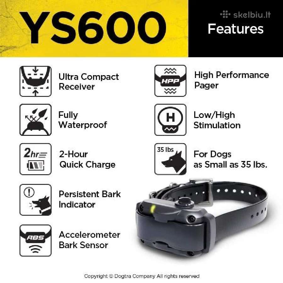 Dogtra Ys 600 elektrinis antkaklis prieš lojimą - nuotraukos Nr. 2
