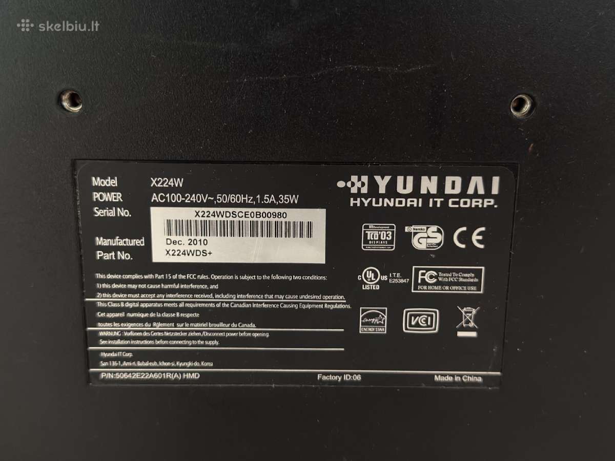 Hyundai X224w monitorius - nuotraukos Nr. 2