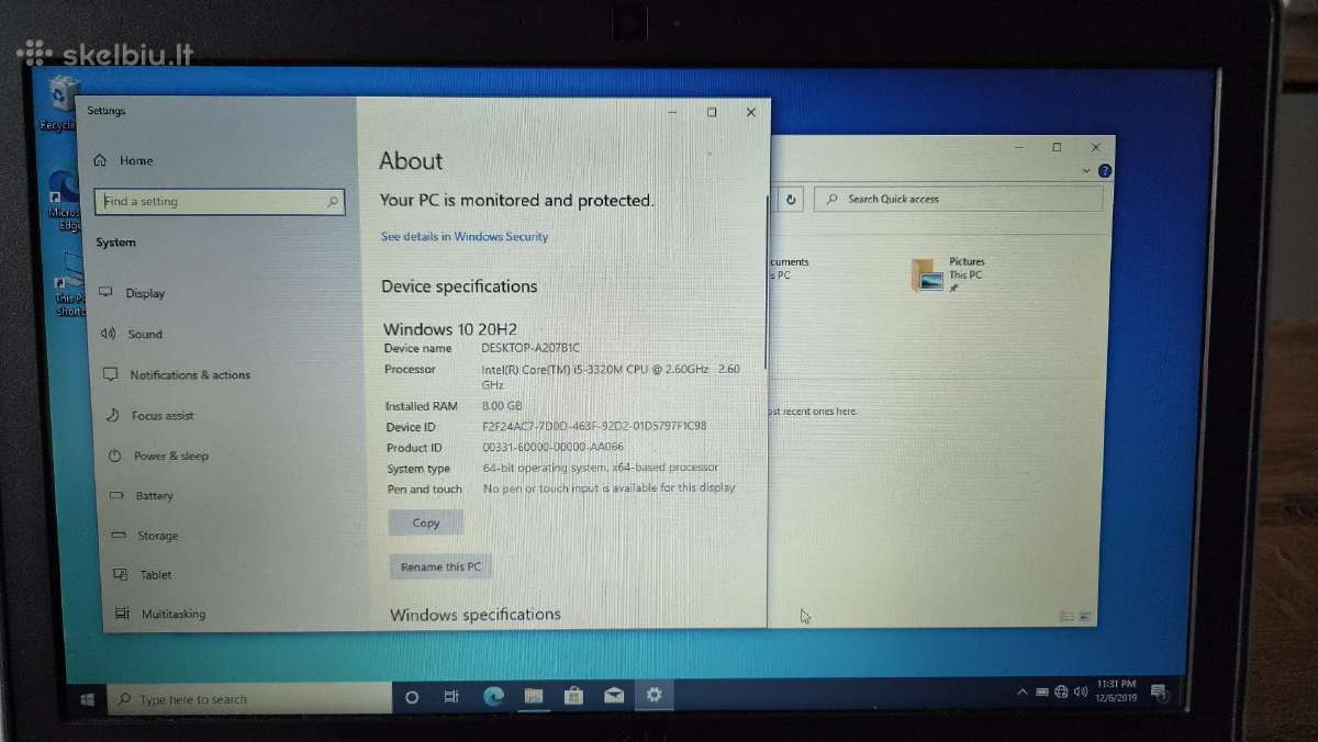 Mazas, galingas, 12,5 colio, intel i5, - nuotraukos Nr. 4