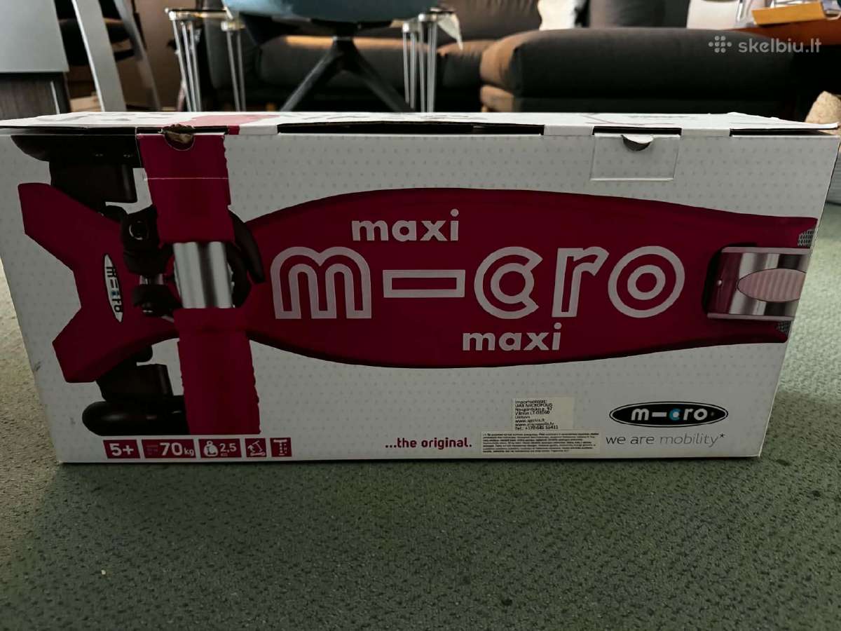 Rožinis „Maxi Micro“ paspirtukas su dėže - nuotraukos Nr. 2