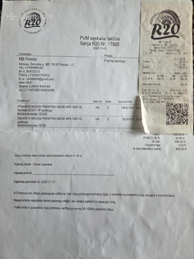 Padangos skirtingų pločių R18 - nuotraukos Nr. 8