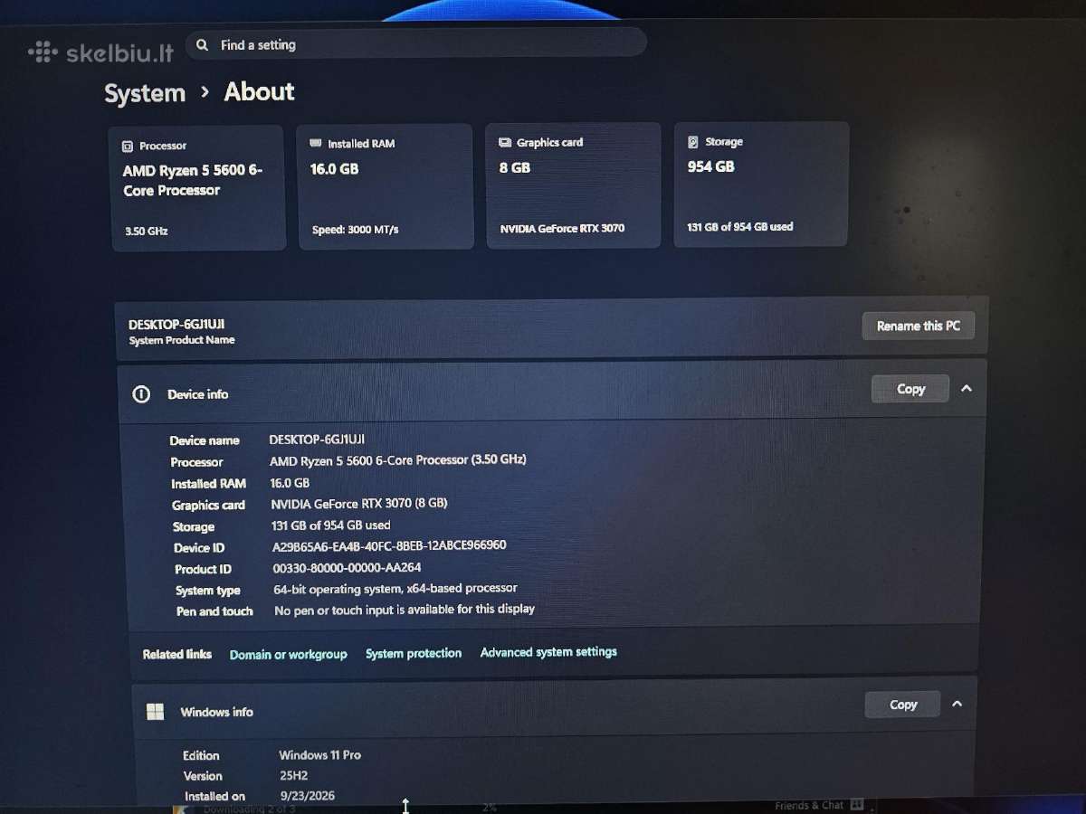 Galingas žaidimų Pc: Rtx 3070 / R5 5600 / WiFi - nuotraukos Nr. 6