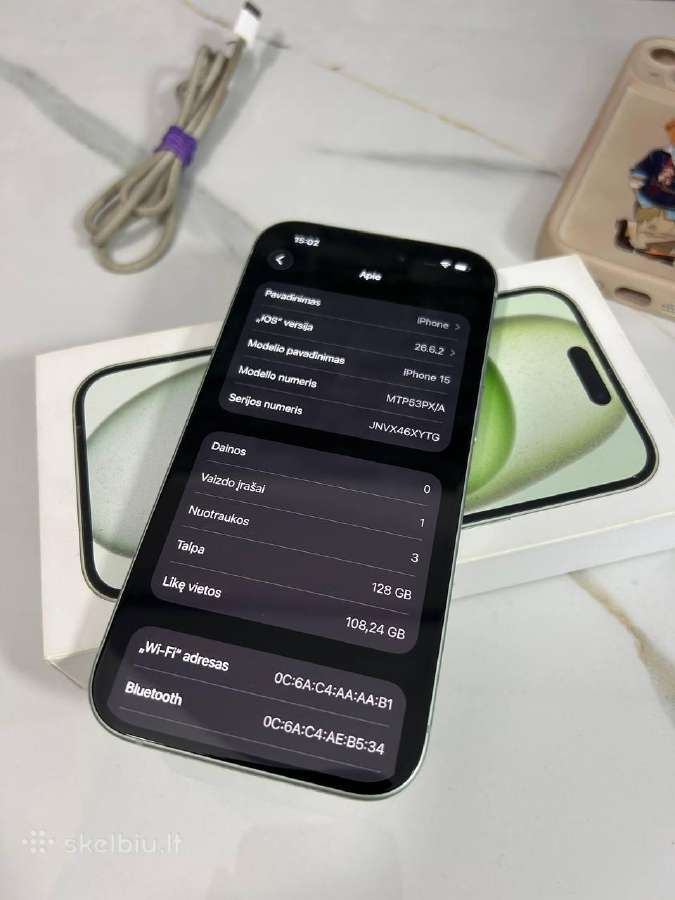iPhone 15 128gb 80% Mint - nuotraukos Nr. 7