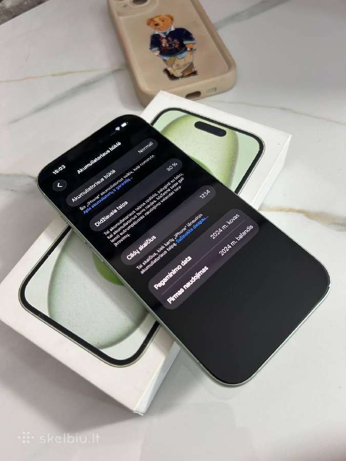 iPhone 15 128gb 80% Mint - nuotraukos Nr. 9