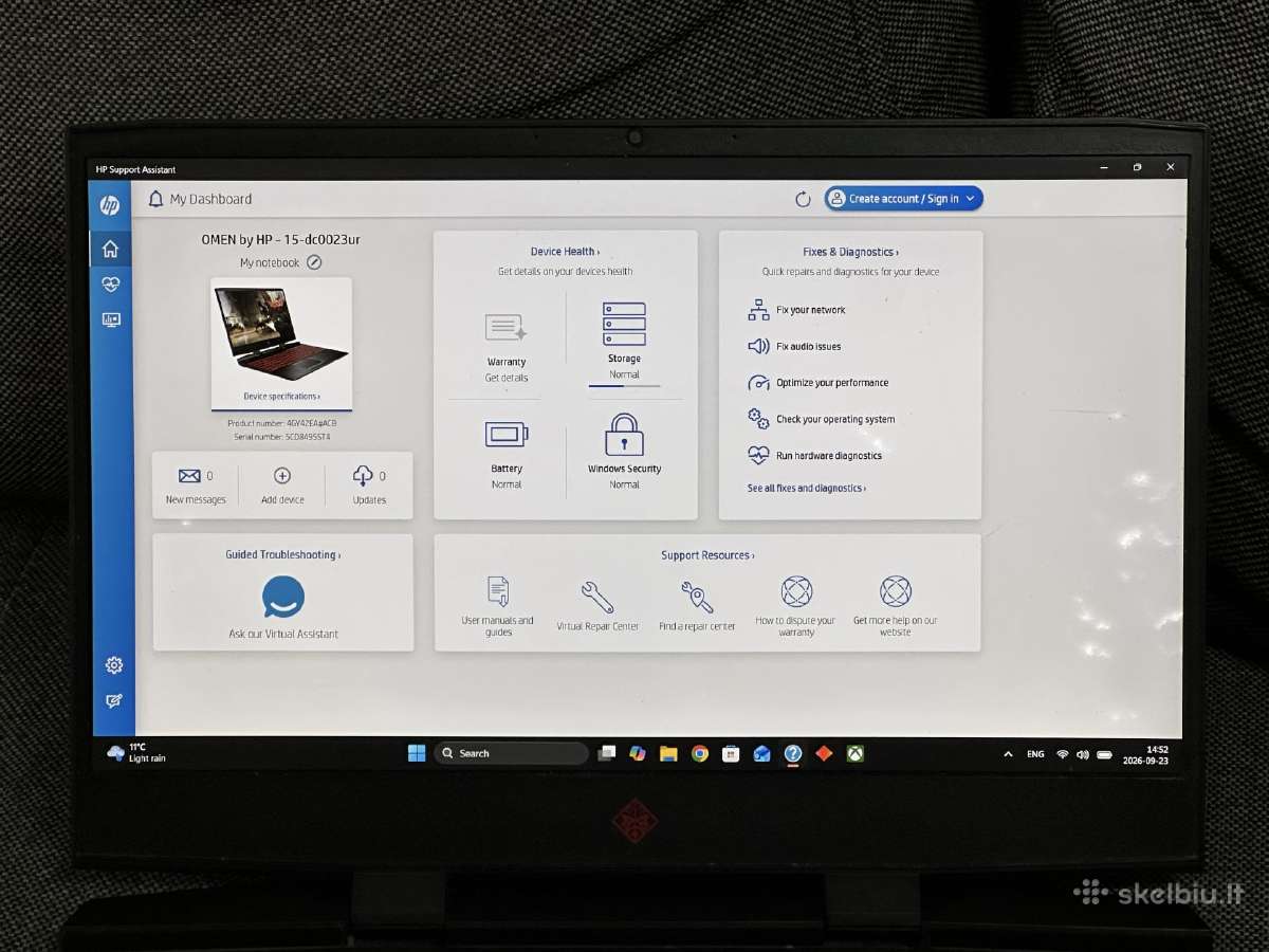 Parduodu Hp Omen 15 su I7, 16gb, 1tb, Gtx 1050 - nuotraukos Nr. 10