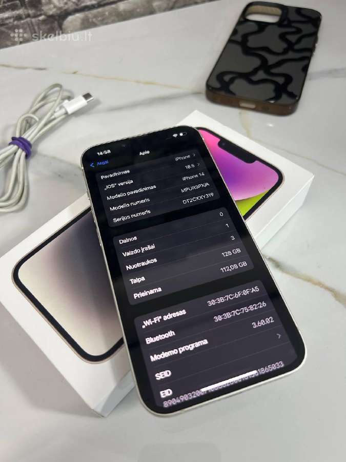 iPhone 14 128gb 80% White - nuotraukos Nr. 11