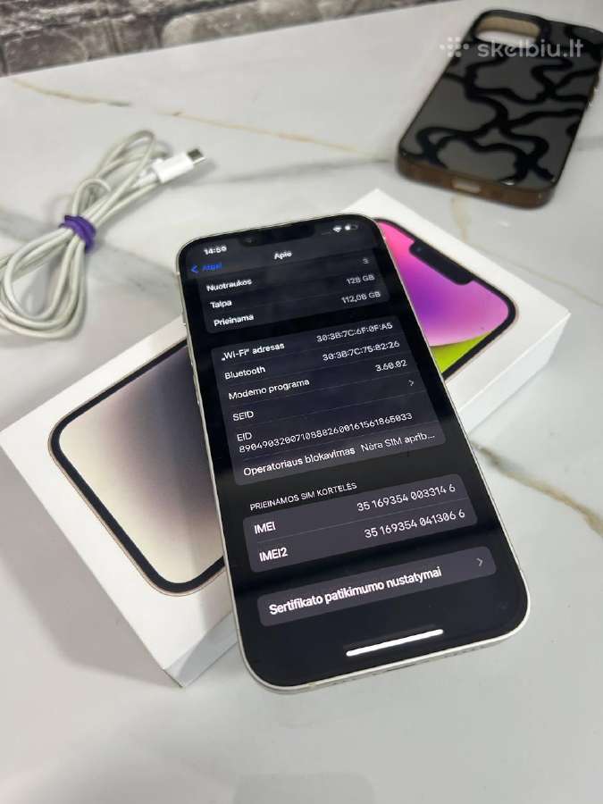 iPhone 14 128gb 80% White - nuotraukos Nr. 12