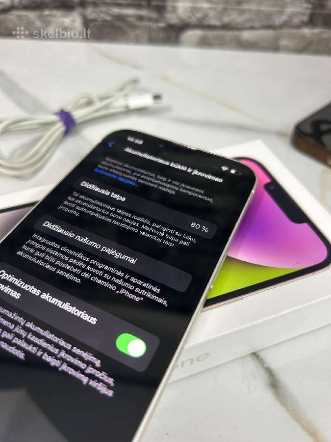 iPhone 14 128gb 80% White - nuotraukos Nr. 13