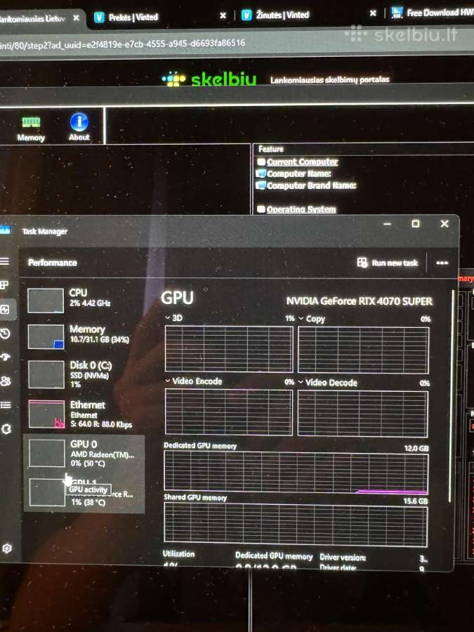 Ryzen7 7800x3d + Rtx 4070 + 32gb + 1tb - nuotraukos Nr. 10