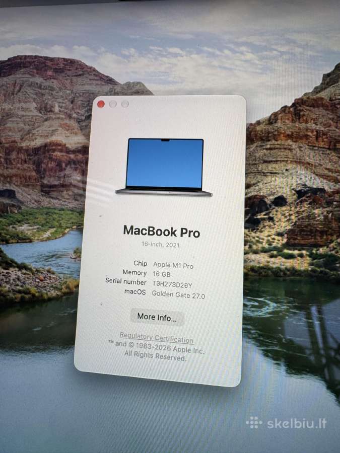 MacBook Pro 16" M1 Pro 16gb 512gb - nuotraukos Nr. 5