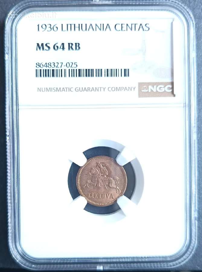 1 centas, 1936 m. Ngc / Ms 64 Rb - nuotraukos Nr. 4