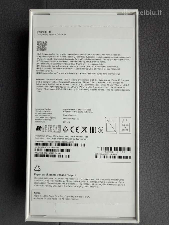 iPhone 17 Pro 256gb deep blue 1020 Eur - nuotraukos Nr. 5