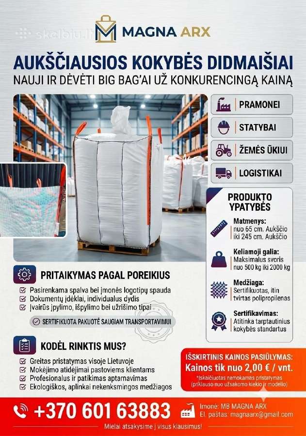 Nauji ir dėvėti didmaišiai (big bags) Kaune - nuotraukos Nr. 17