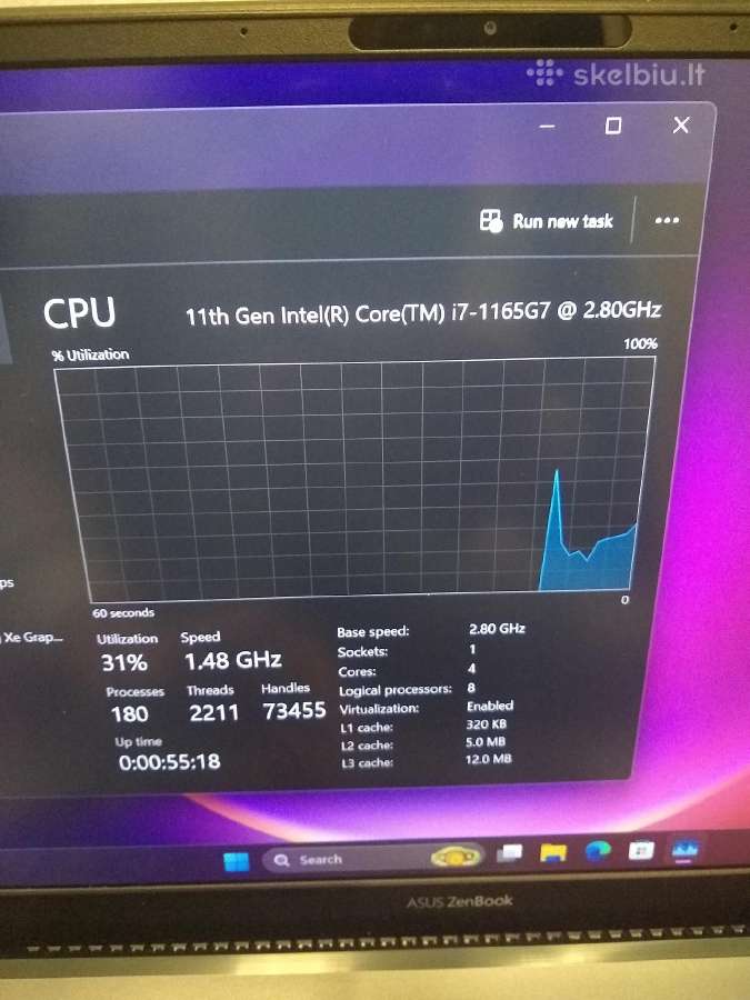 Zenbook ux425 i7-1165/16/1tb SSD - nuotraukos Nr. 8