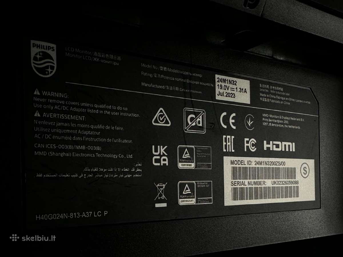 Philips Evnia 24m1n3200za/00 Monitorius. 165hz. - nuotraukos Nr. 4