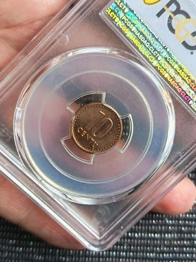 Lietuva, 10 centų, 1991 m. (Pcgs Ms 66 Rd) - nuotraukos Nr. 3