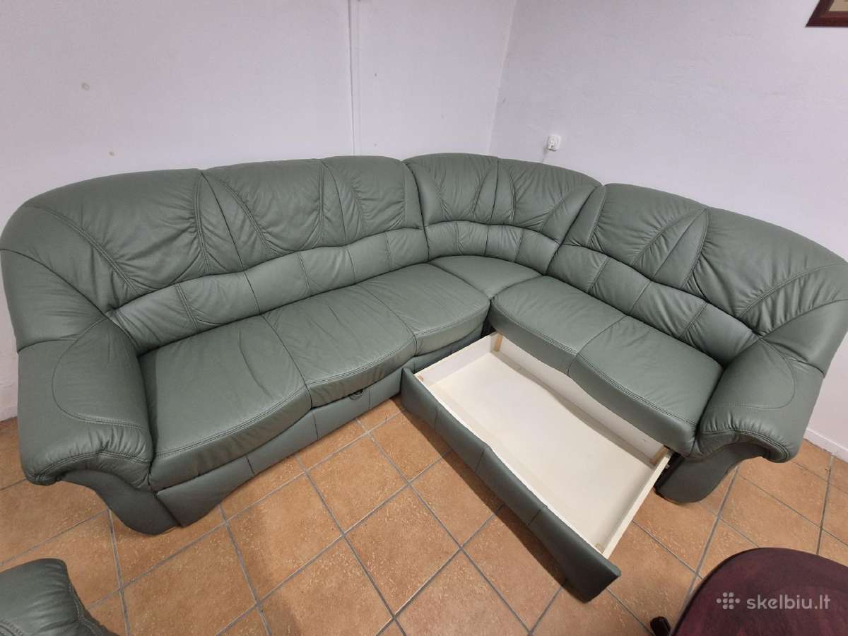 Vokiškas Longlife odos miegamas kampas su foteliu - nuotraukos Nr. 4