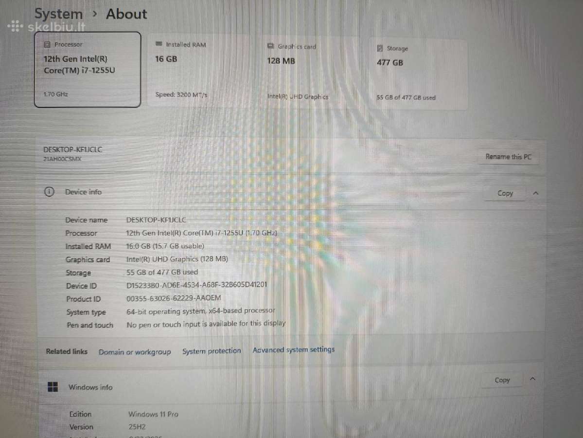 T14 Gen3 Fhd+ Ips i7-1255u 16/512gb 14% - nuotraukos Nr. 4