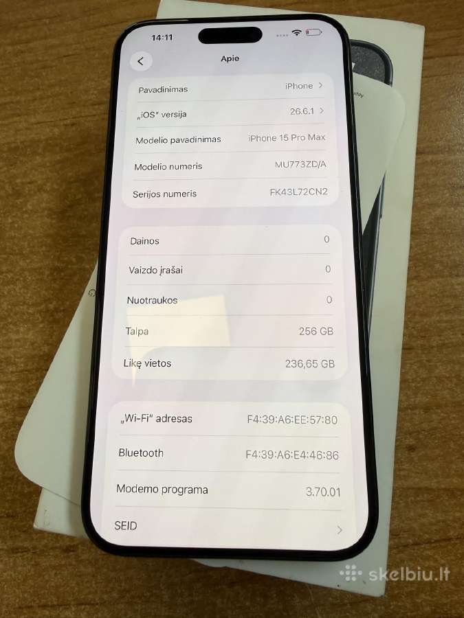 iPhone 15 Pro Max 256gb - nuotraukos Nr. 7