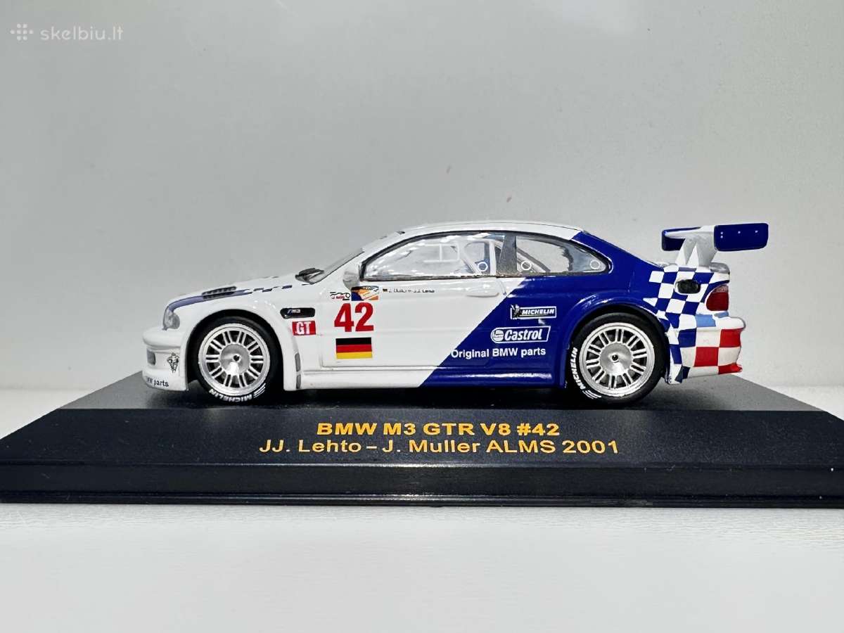 Bmw M3 Gtr V8 E46 #42 Alms 2001 balta/mėly 1:43 - nuotraukos Nr. 3