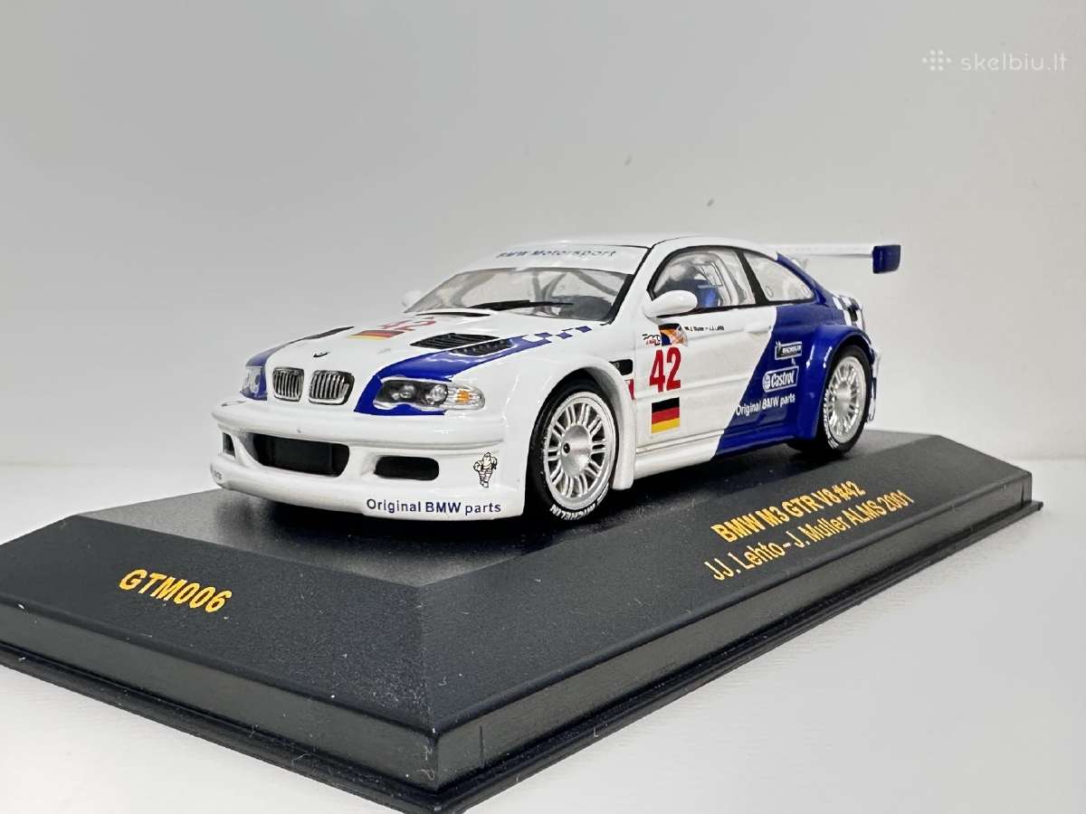 Bmw M3 Gtr V8 E46 #42 Alms 2001 balta/mėly 1:43 - nuotraukos Nr. 6
