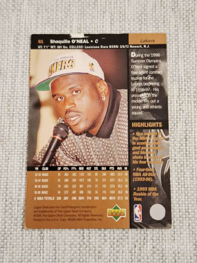 Shaquille O'neal krepšinio Nba korteles - nuotraukos Nr. 6