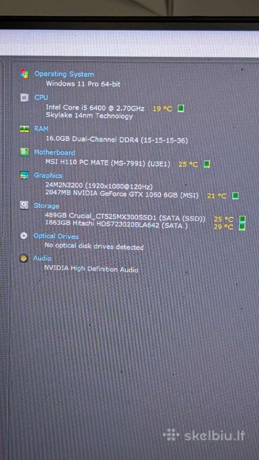 Žaidimų Kompiuteris Gtx 1060 6gb / 500gb SSD / i5 - nuotraukos Nr. 16