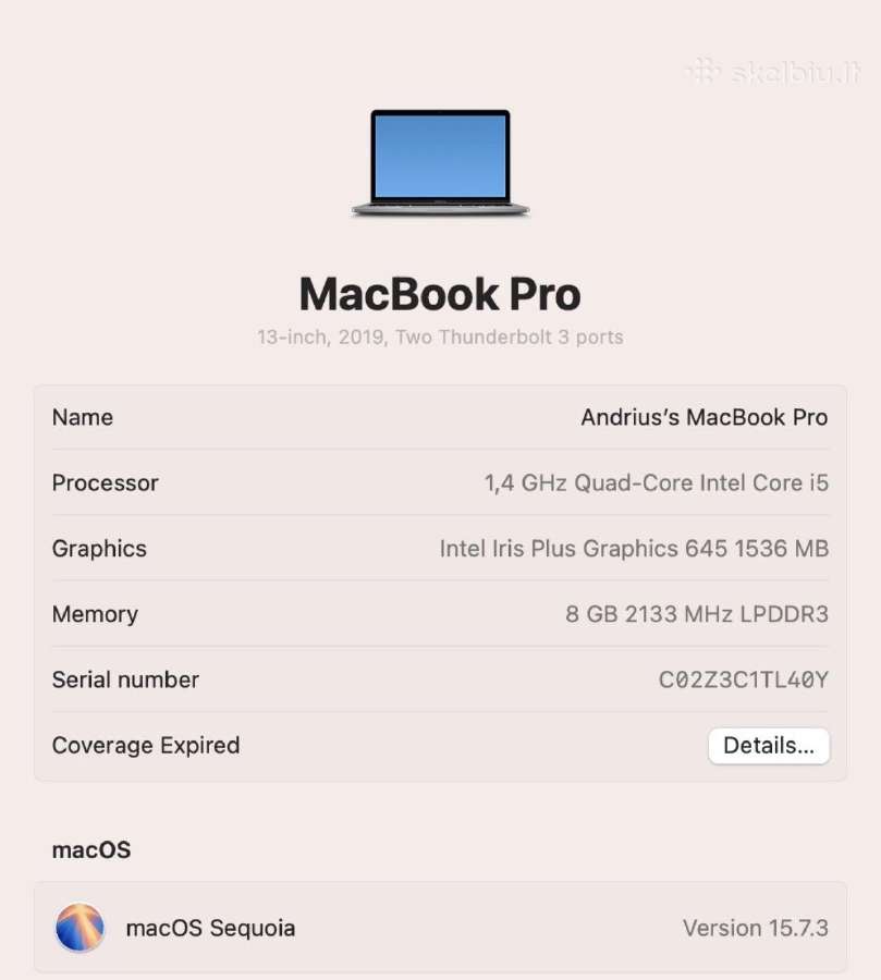 MacBook Pro 13 2019 su Touch Bar - nuotraukos Nr. 8