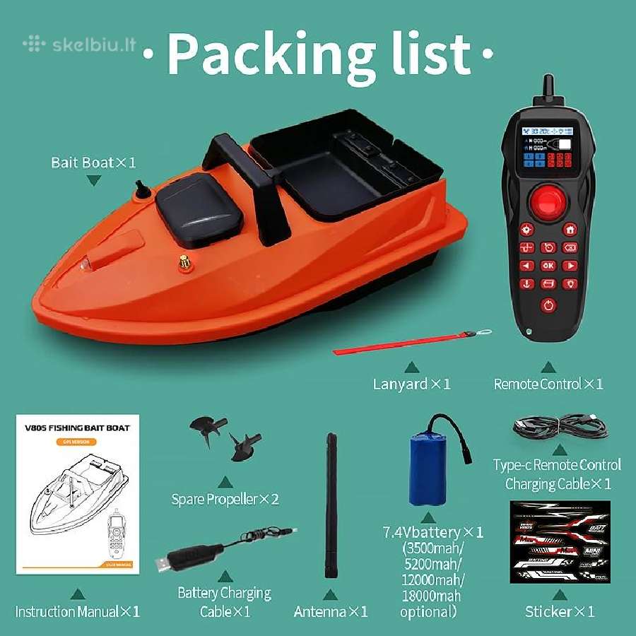 Jaukinimo pašarų laivelis Flytec V805 GPS 12000mah - nuotraukos Nr. 8