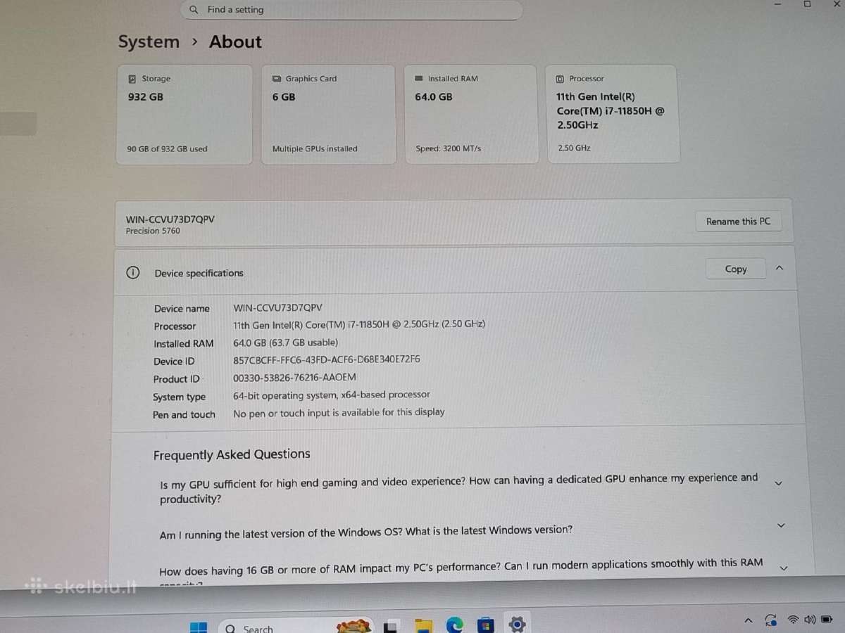 Dell Precision 5760 - nuotraukos Nr. 9