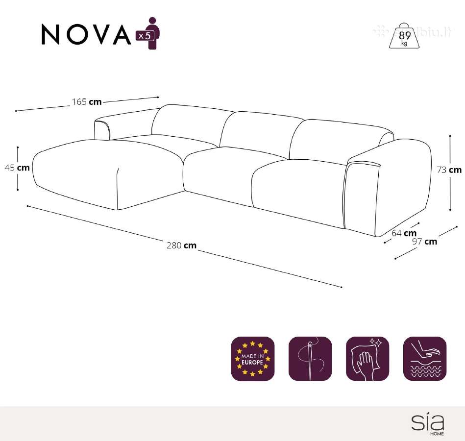 Sia home. Kampinė sofa Nova – smėlio spalva. - nuotraukos Nr. 4
