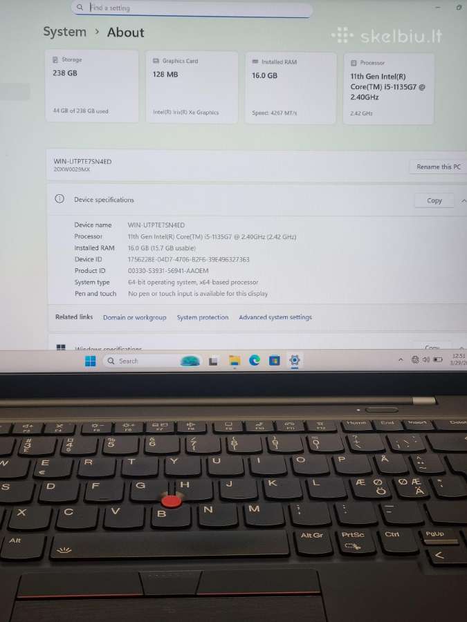 Lenovo Thinkpad X1 Carbon 9th - nuotraukos Nr. 6