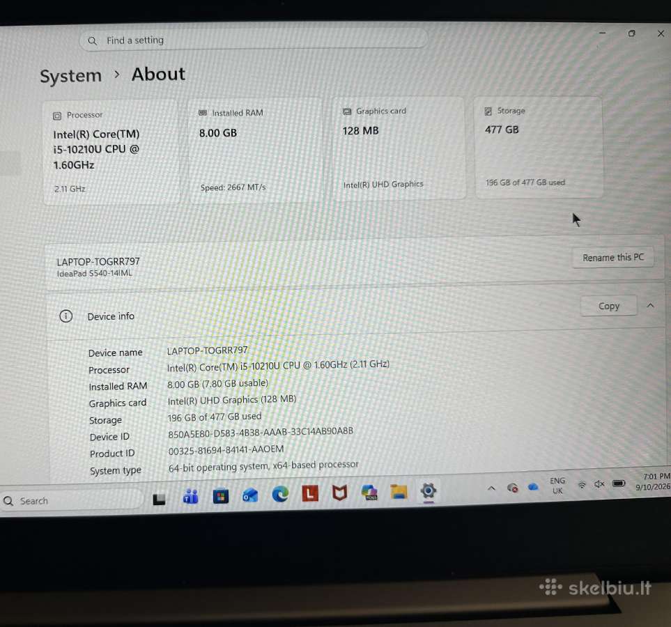 Lenovo Ideapad S340-14 – Intel Core i5 - nuotraukos Nr. 5